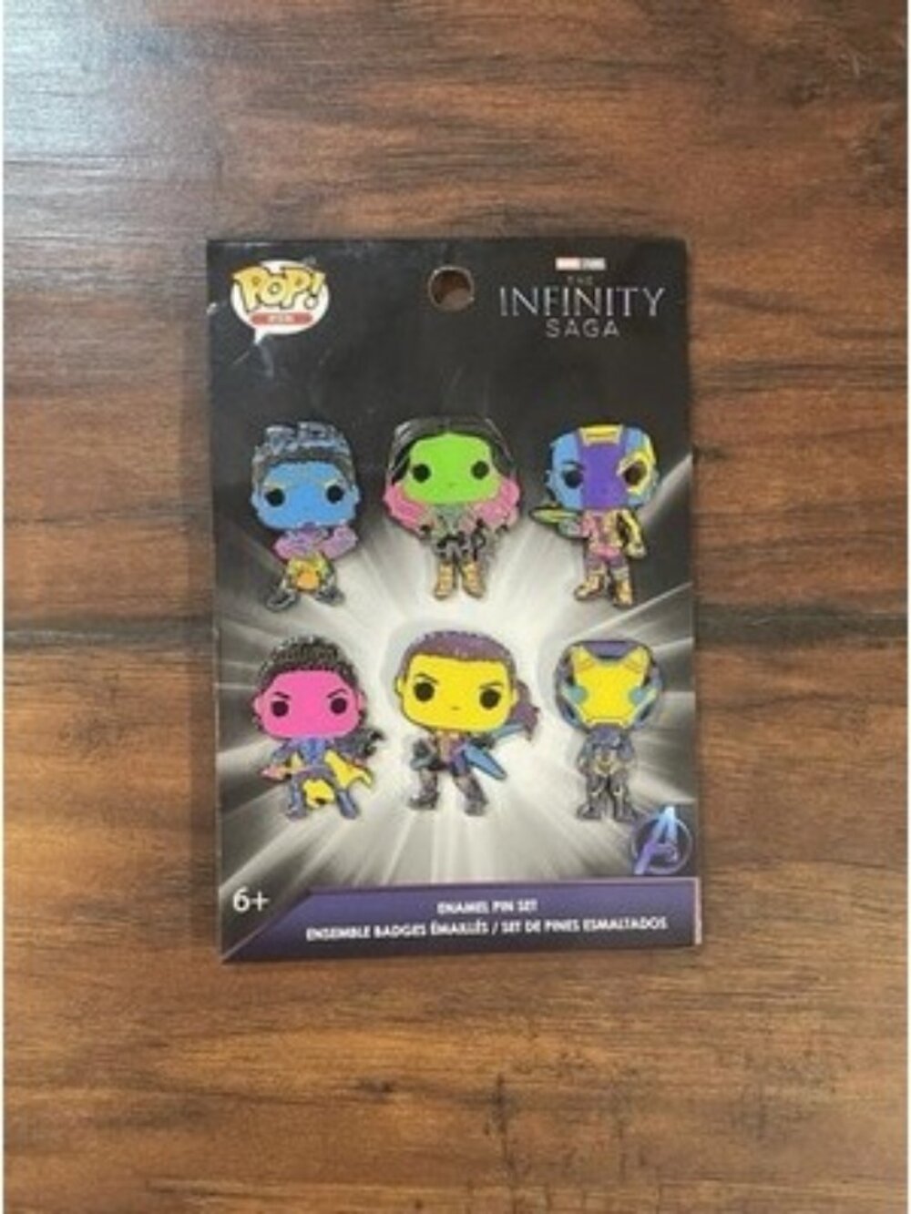 Funko Pop Marvel Studio's Infinity Saga Blacklight Pin 6 Pack Set Pop Comic Glow